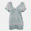 M Missoni Ice Blue Lurex Textured Knit V-Neck Top