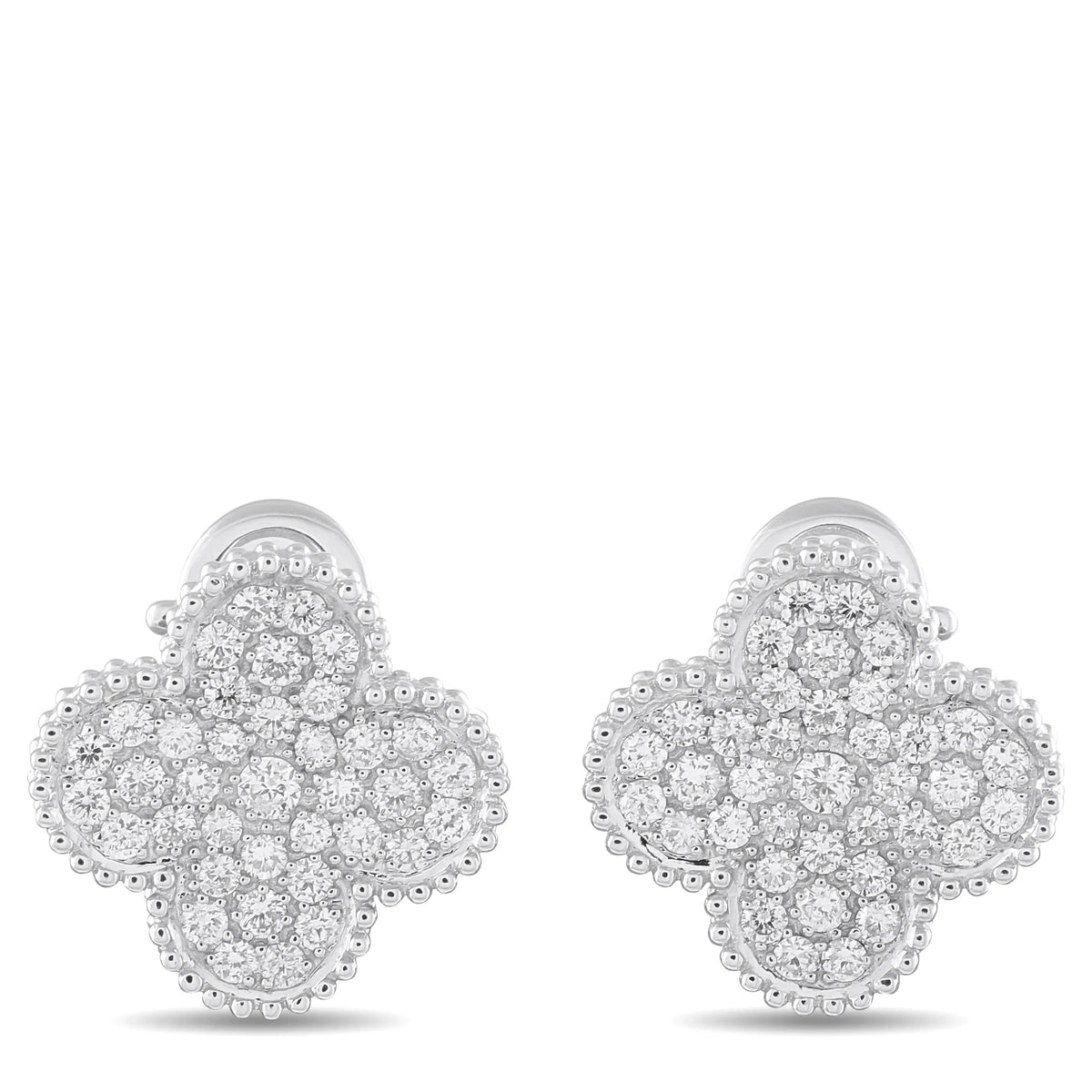 LB Exclusive 18K White Gold 1.50ct Diamond Clover Earrings MF09-080726