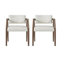 Mid-Century Upholstered Dining Chairs with Armrests and Solid Wood Frame