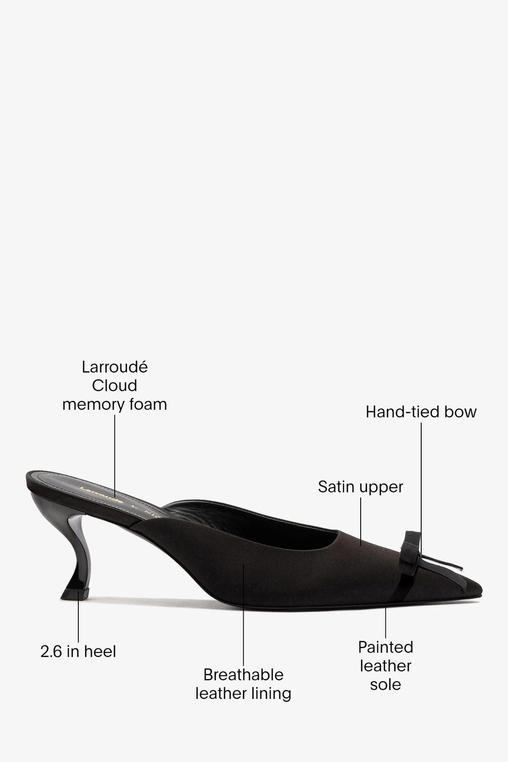 Larroudé by Nicolò B.: Maria Mule Black Satin