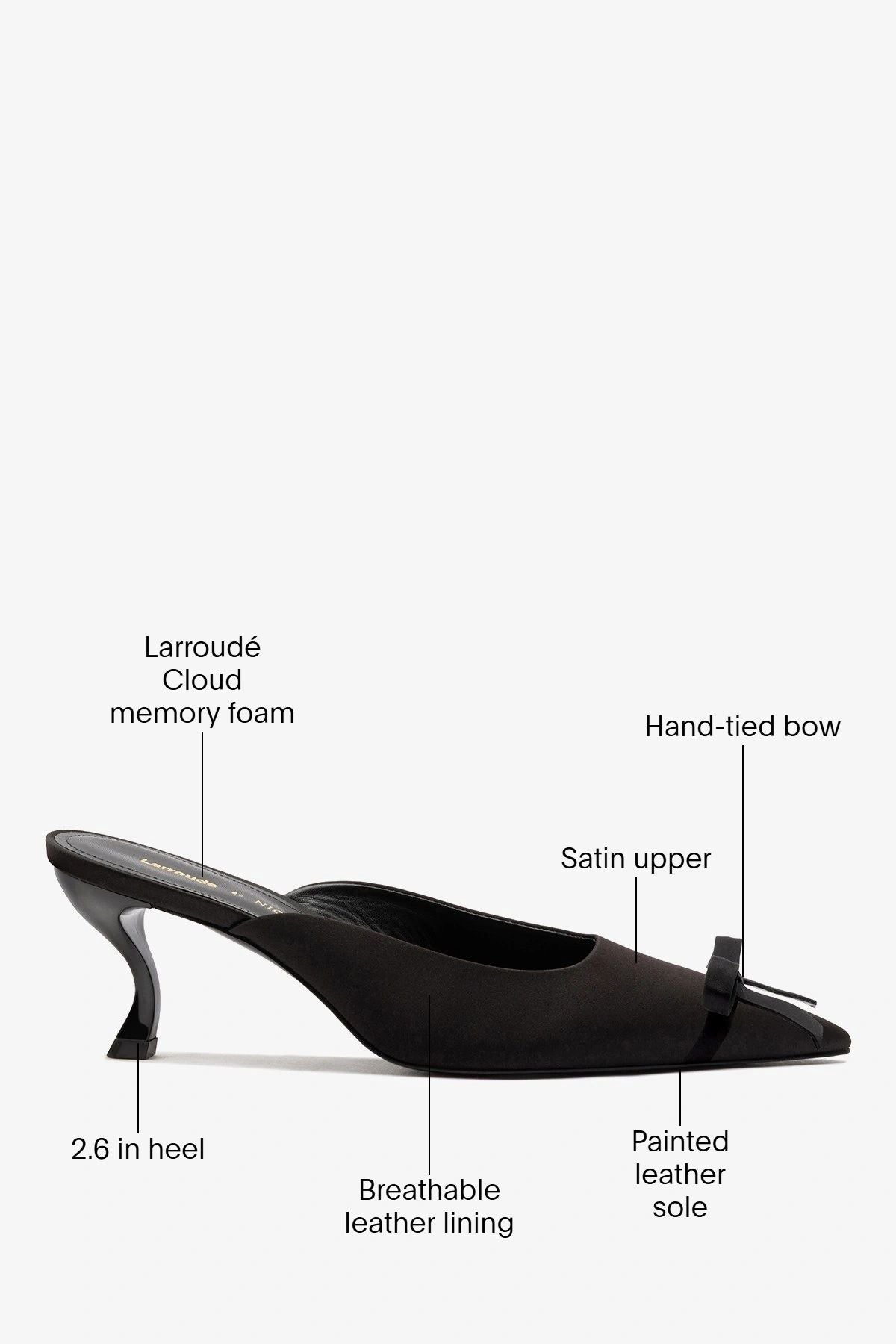 Larroudé by Nicolò B.: Maria Mule Black Satin