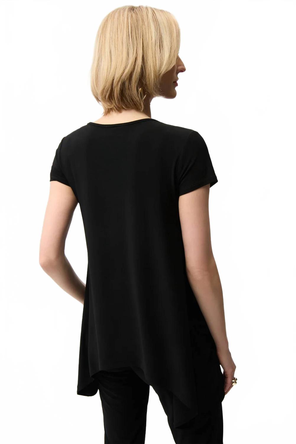 Scoop Neck Handkerchief Tunic Top In Black