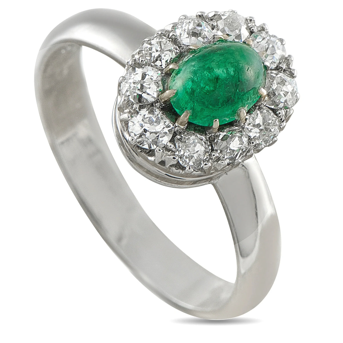 LB Exclusive 18K White Gold 0.35ct Diamond and Emerald Ring MGF23-070226