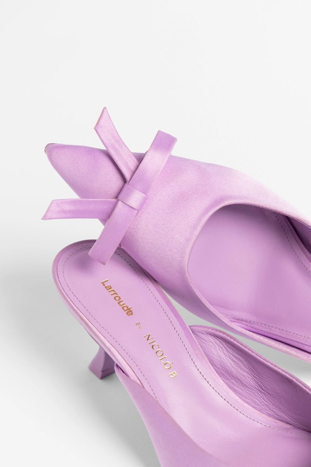 Larroudé by Nicolò B.: Maria Mule Lilac Satin