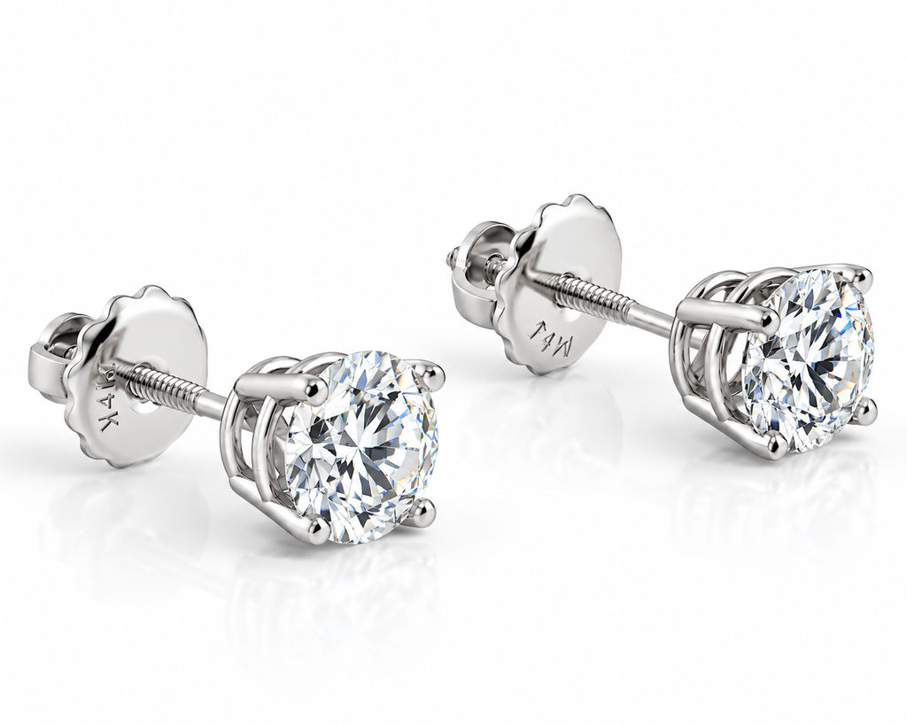 1ct Diamond Studs IGI Certified Lab Grown 14k Rose Gold (I-J,VS1-VS2)