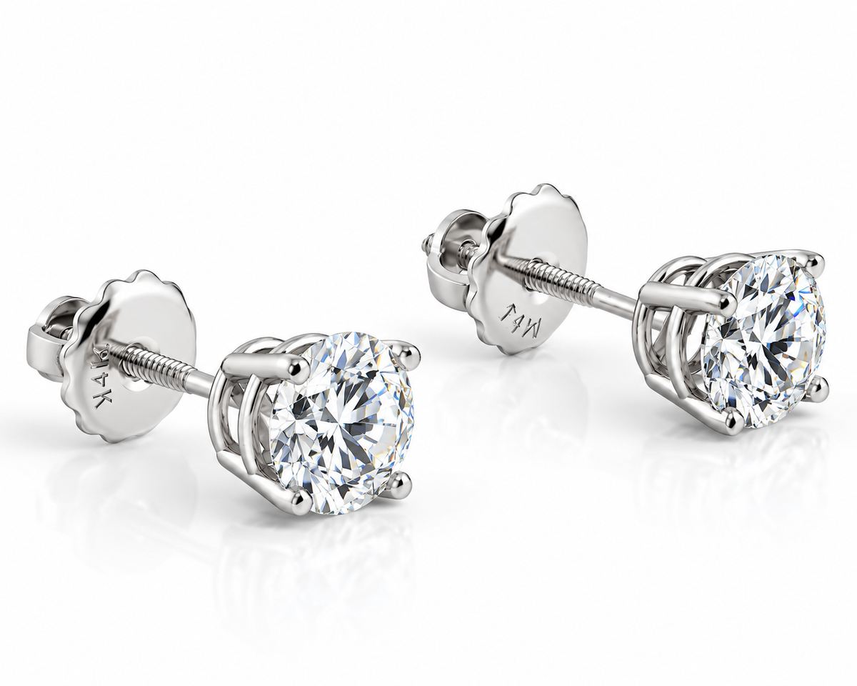 1ct Diamond Studs IGI Certified Lab Grown 14k Rose Gold (I-J,VS1-VS2)