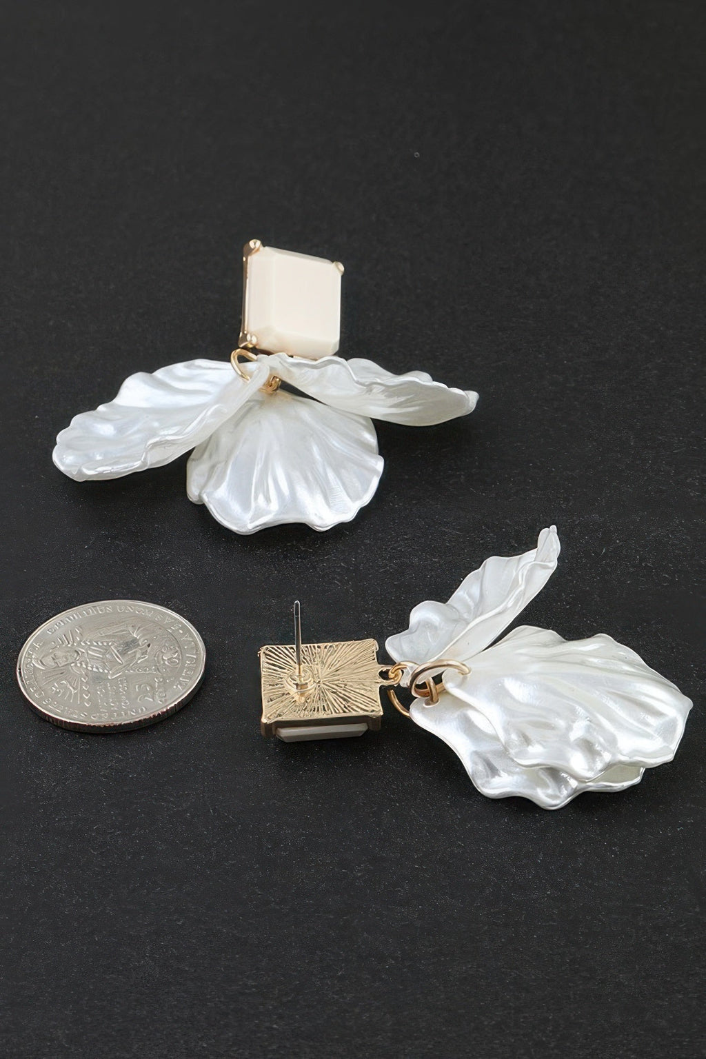 Modern Pearl Petal Drop Earrings