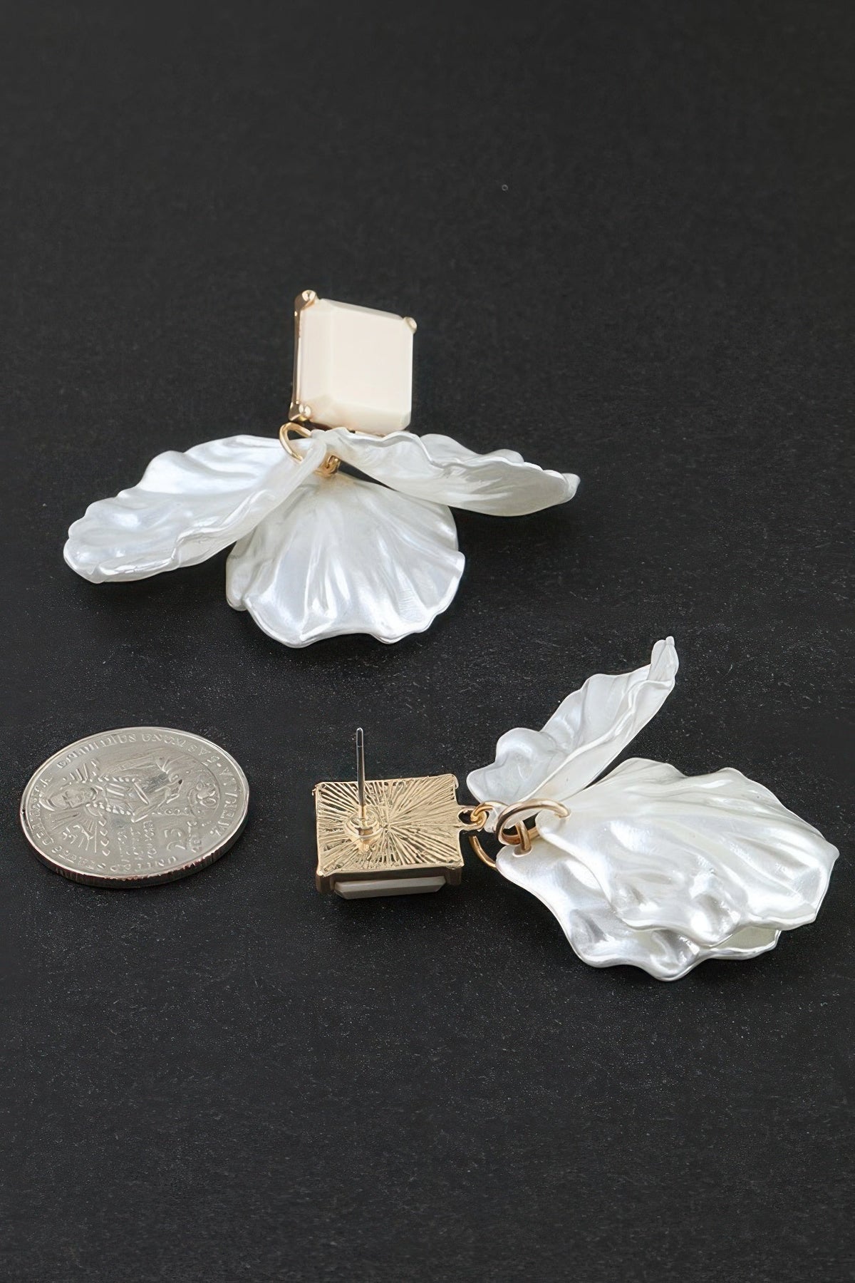 Modern Pearl Petal Drop Earrings