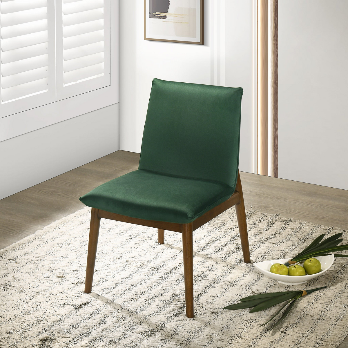 Contemporary Velvet Kitchen Chairs with Wooden Legs