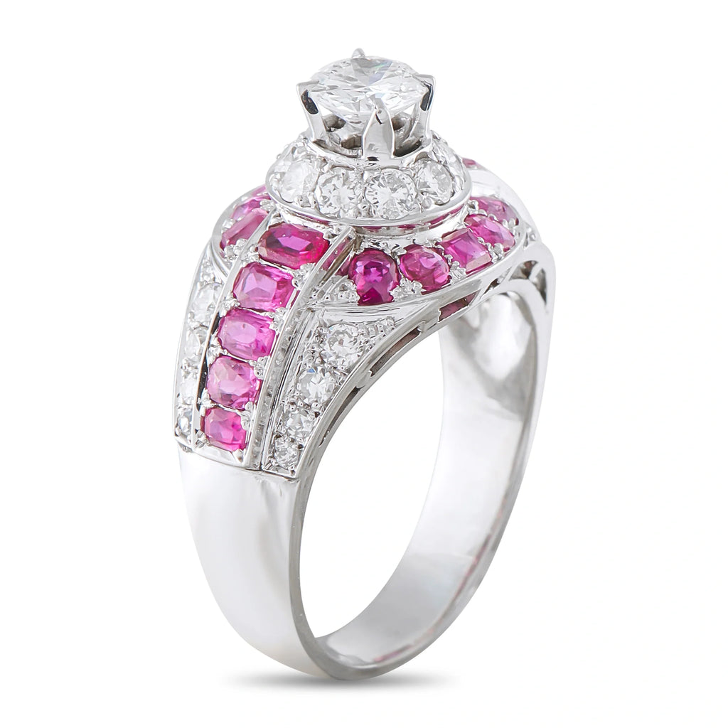 LB Exclusive 18K White Gold 1.47ct Diamond and Ruby Ring MF07-081126