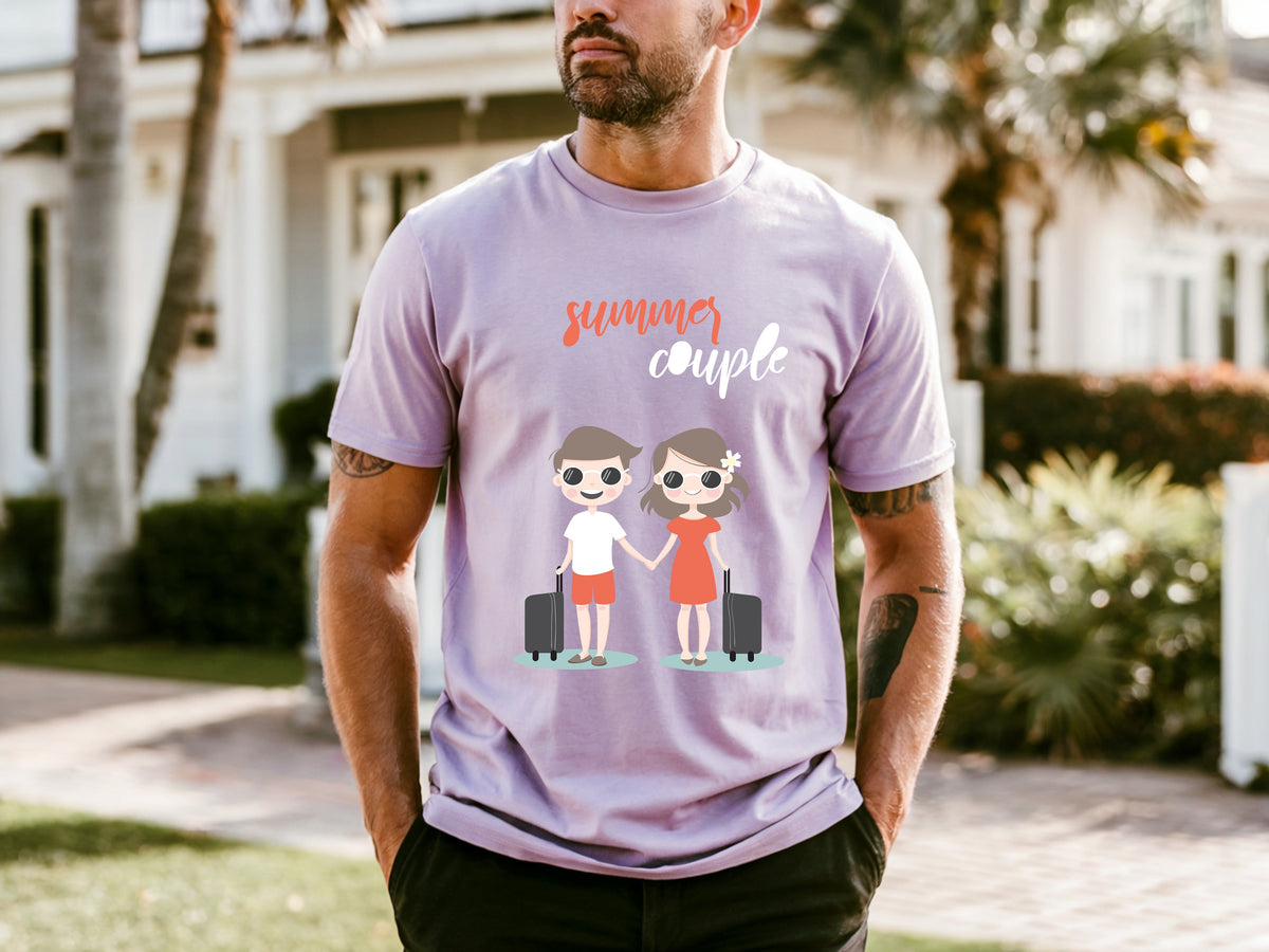 Couple On Vacation Men's Round Neck Loose Short Sleeve