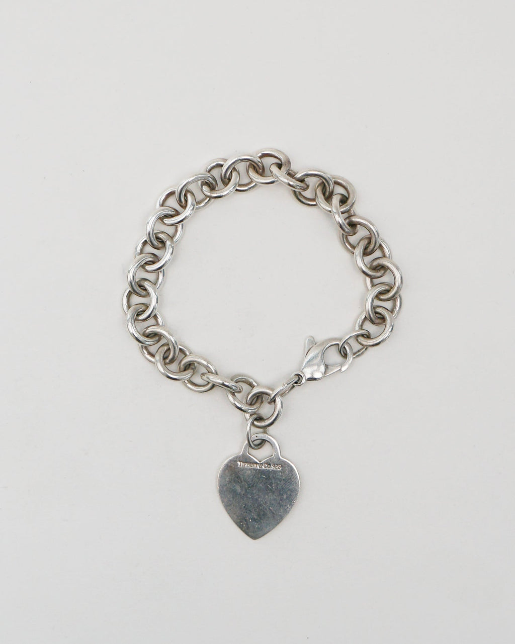 Silver Heart Tag Charm Bracelet