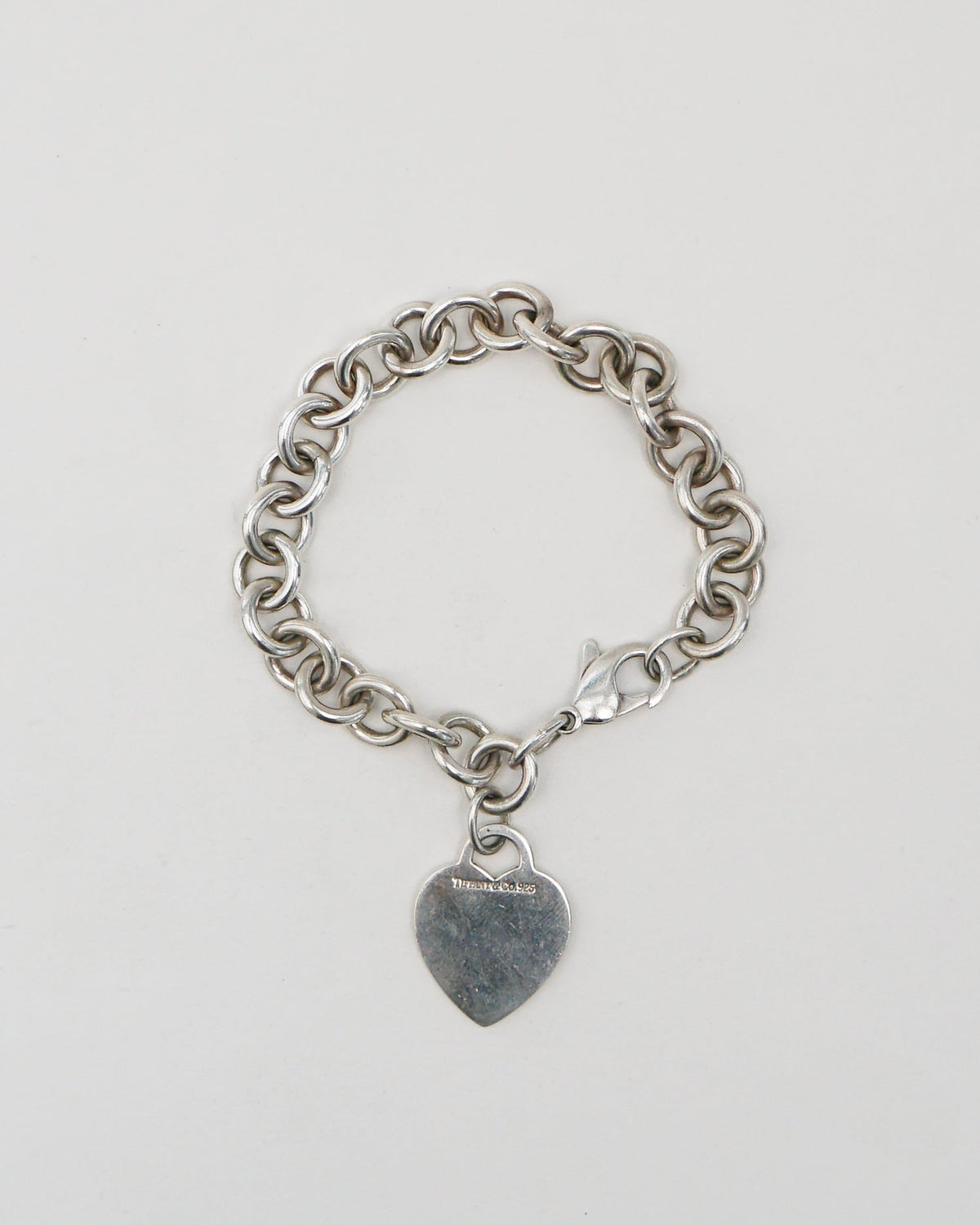 Silver Heart Tag Charm Bracelet