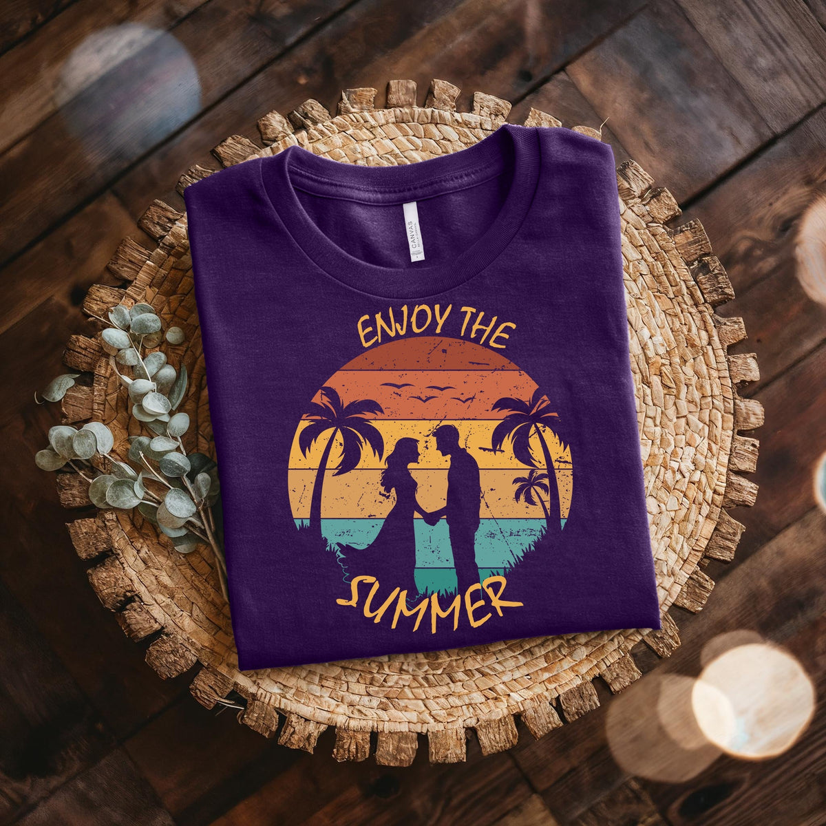 Couple On Vacation Unisex Cotton Comfortable Breathable Short Sleeve