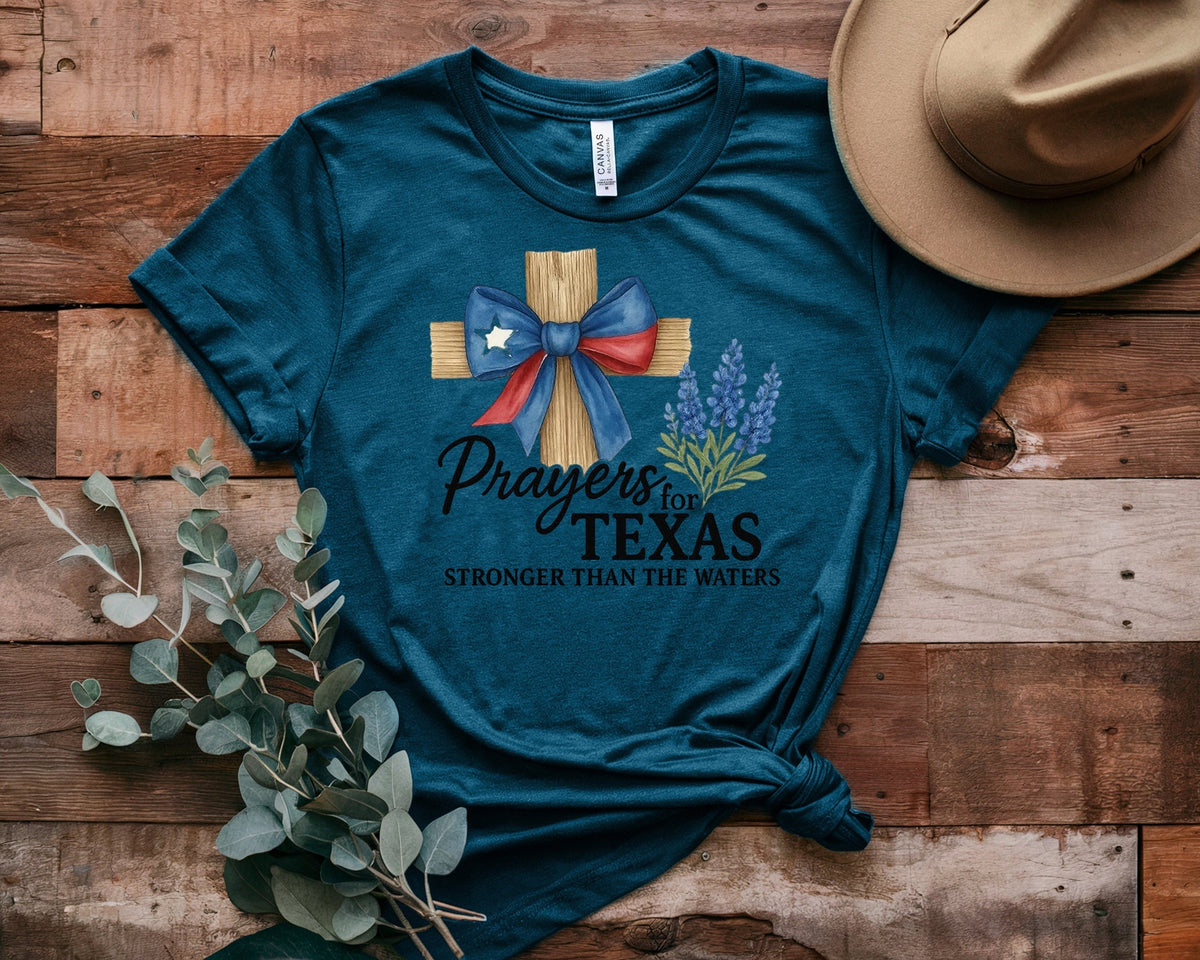 Texas Strong Pray Heat Printed T-Shirt