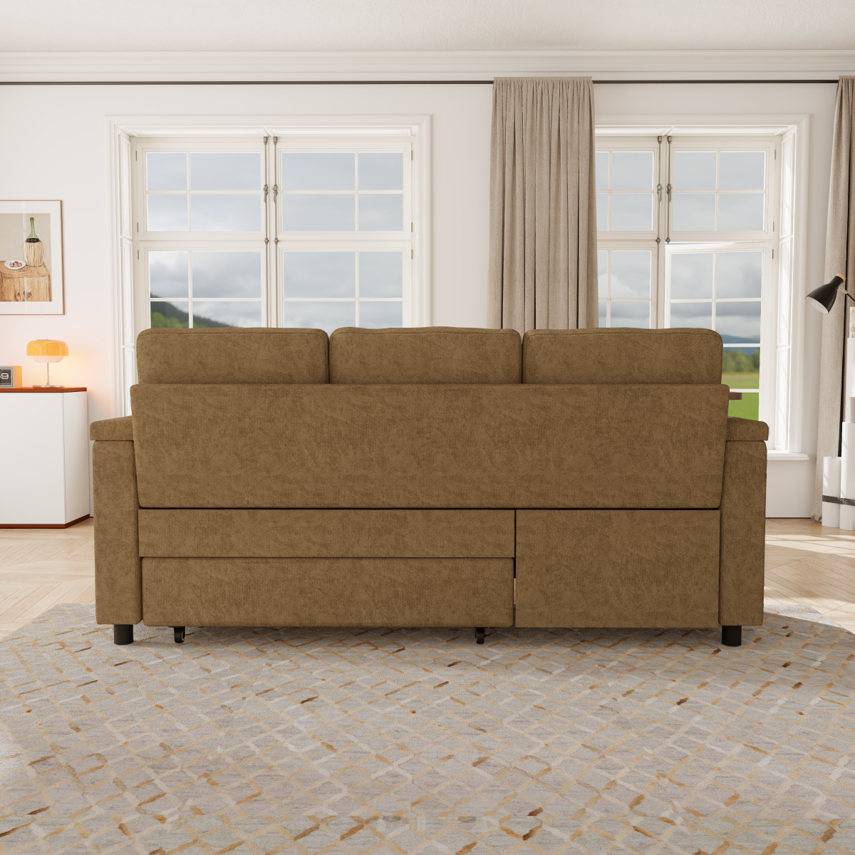 Streamdale 81" 3-in-1 Foldable Sofa Bed with USB Ports, Table & Storage Armrests