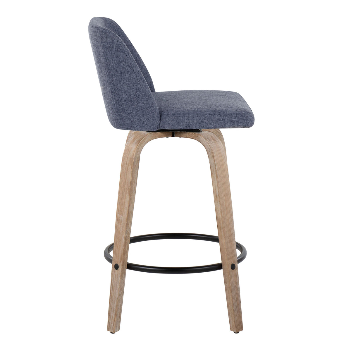 Contemporary Swivel Counter Stools with Round Footrests Set of 2