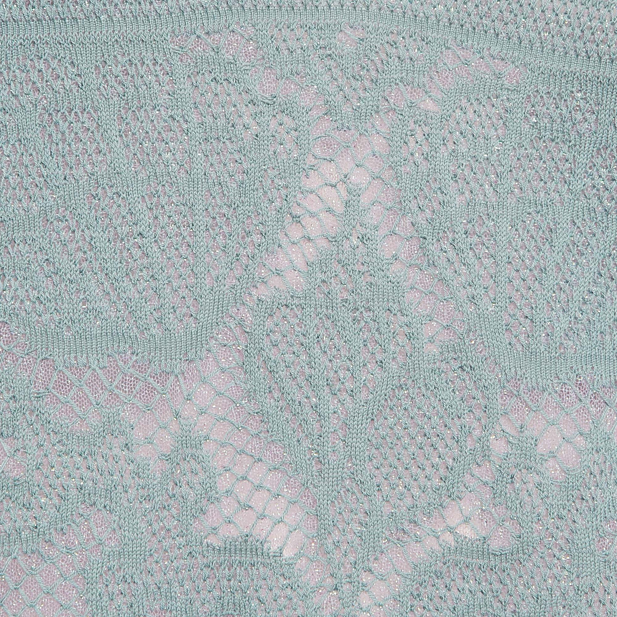 M Missoni Ice Blue Lurex Textured Knit V-Neck Top