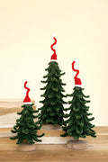 Set Of Three Christmas Trees With Hats