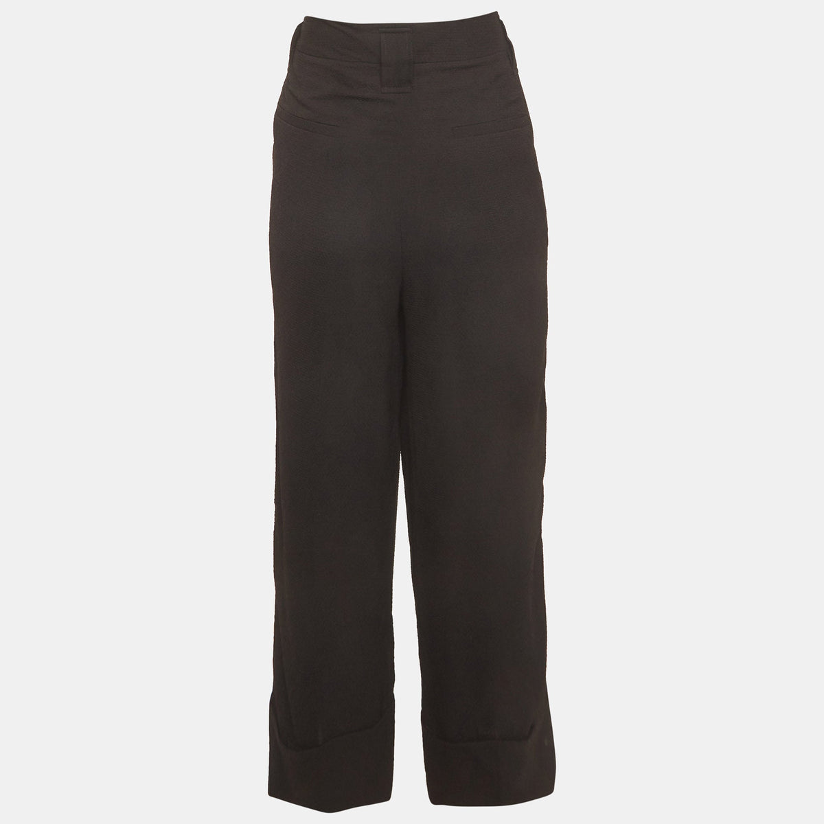 Ganni Black Crepe Pleated Cropped Pants