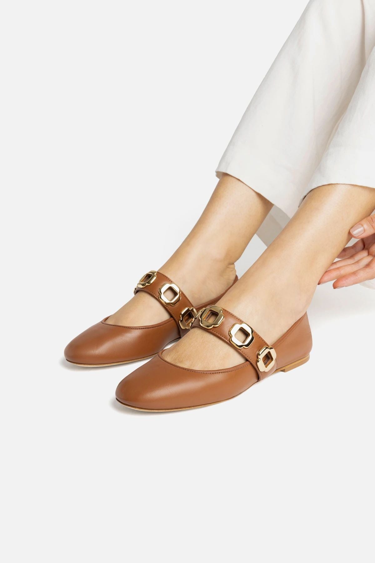 Milan Ballet Flat In Caramel Leather