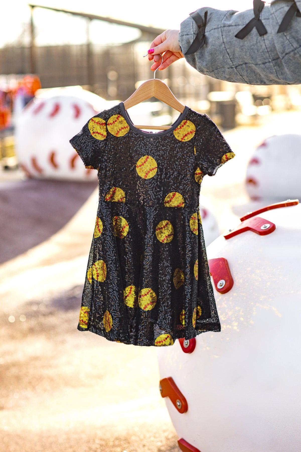 Black Sequin Softball Dress