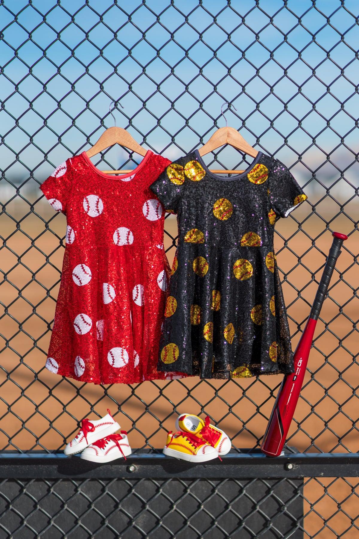 Black Sequin Softball Dress