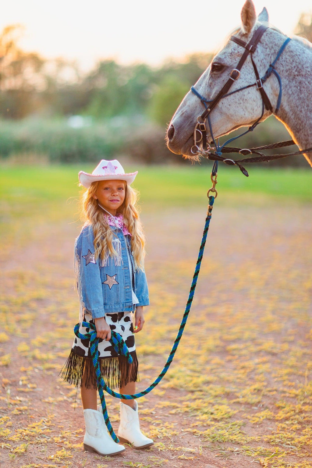 Let's Go Girls" Silver Fringe Denim Jacket