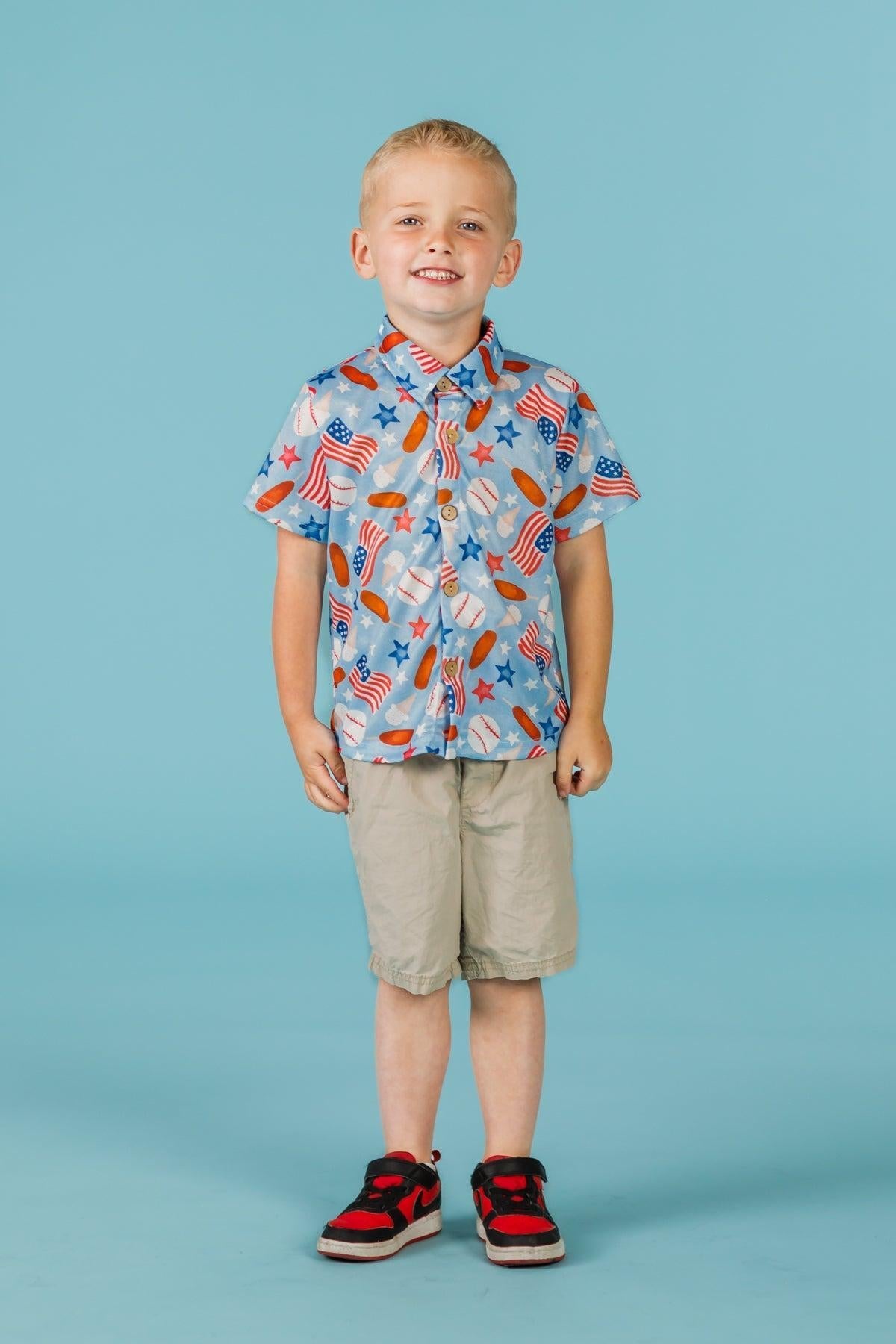 American Summer Baseball Button Down