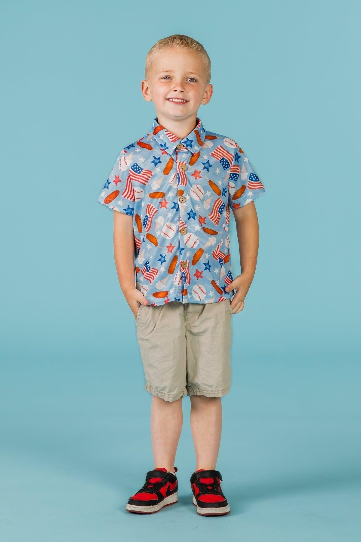 American Summer Baseball Button Down
