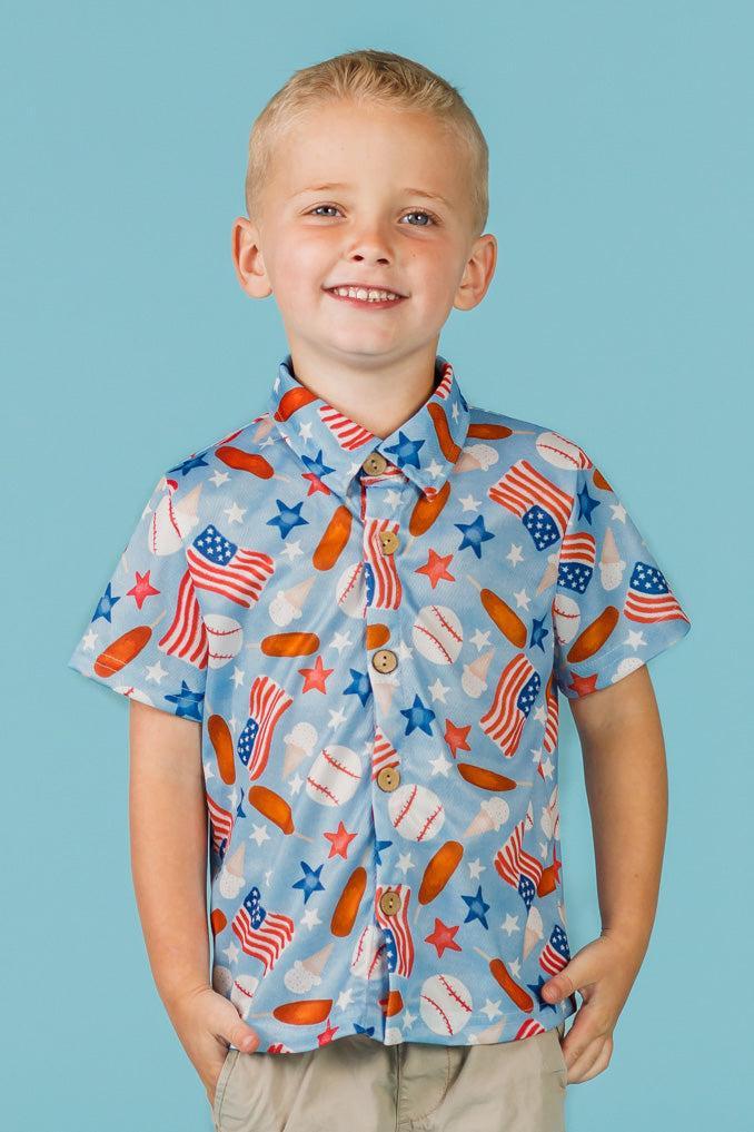 American Summer Baseball Button Down