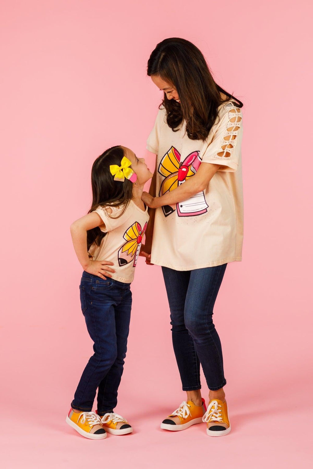 Mom & Me - Glitter Pencil & Paper Bow Top