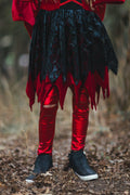 Devil Red Metallic Distressed Leggings