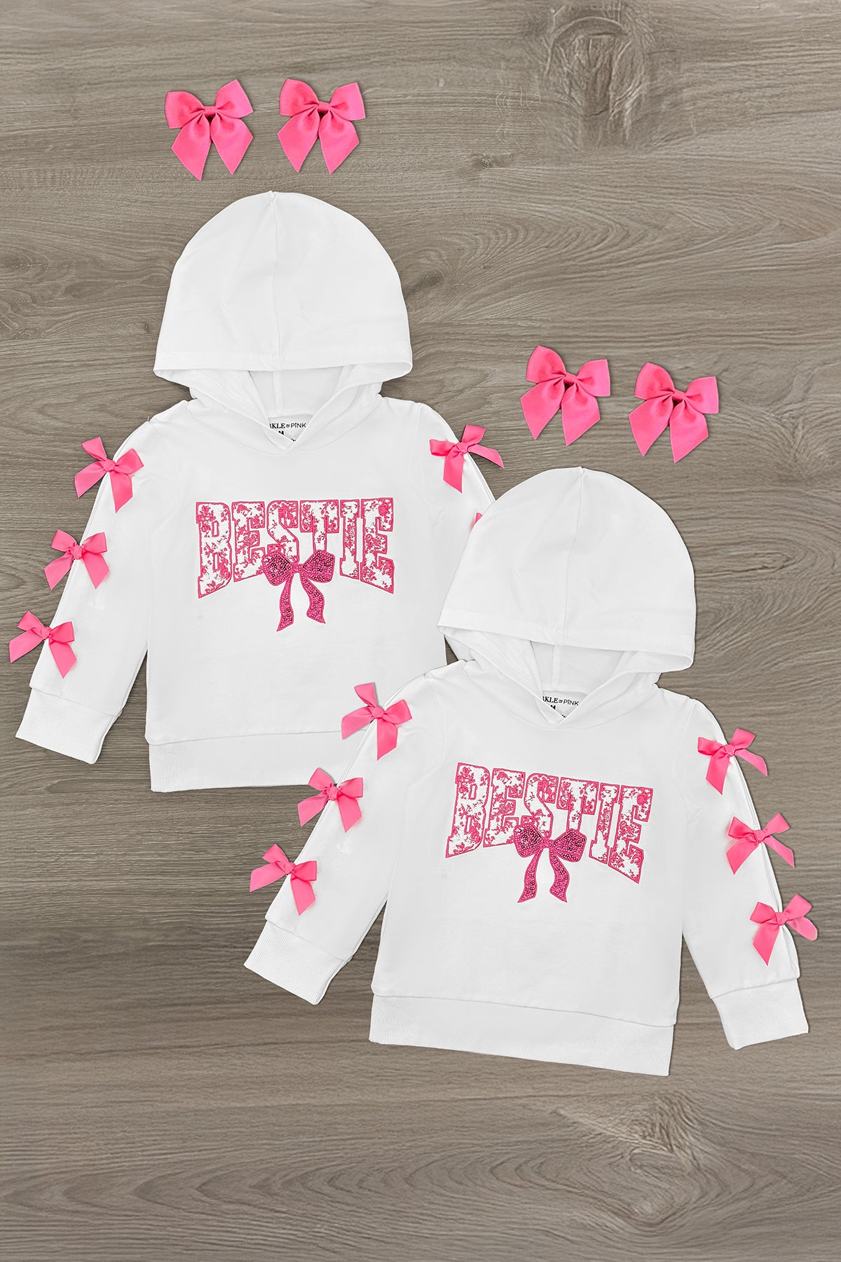 "Bestie" Pink Bow Hoodie