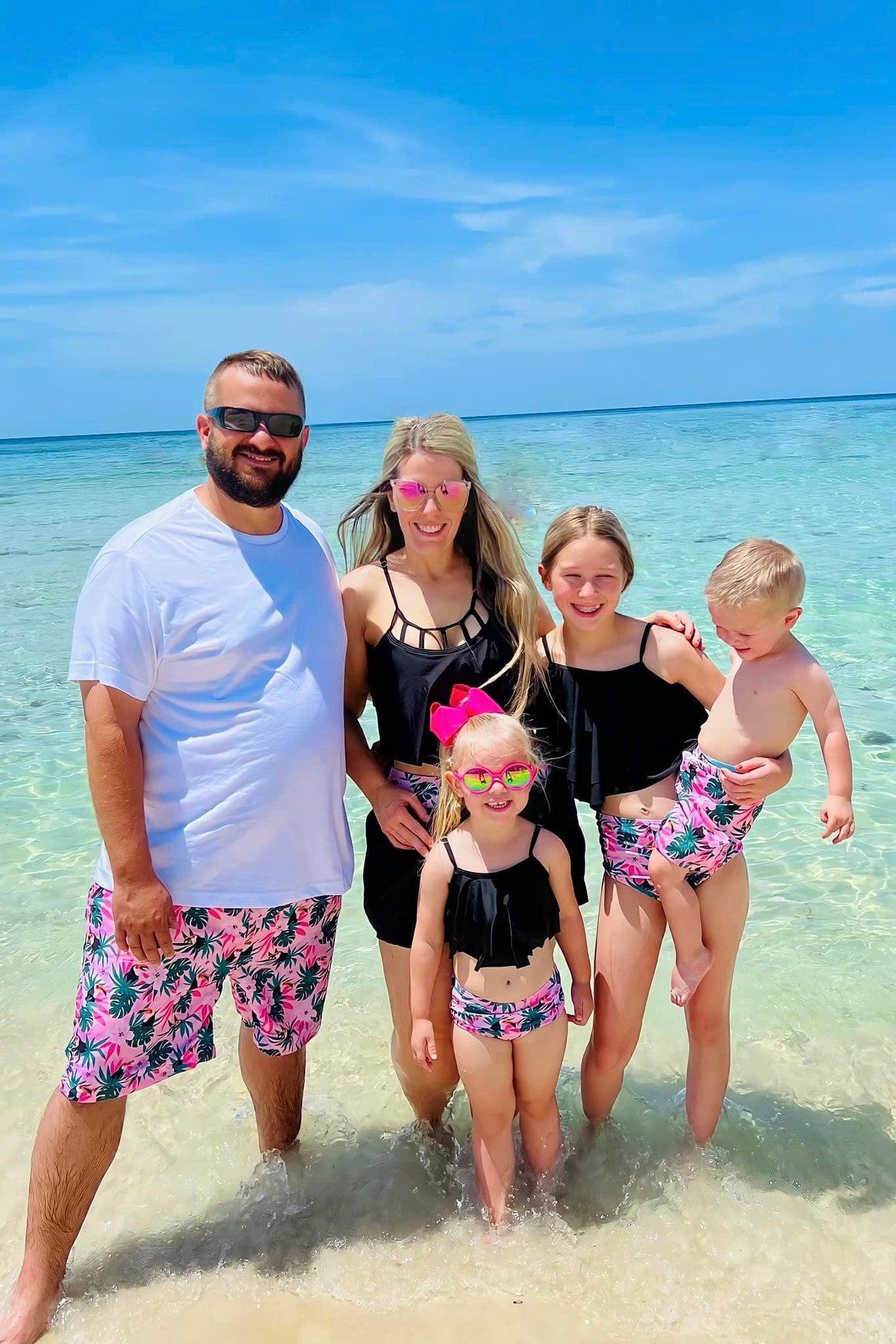 Black & Pink Tropical Family Swimsuits