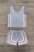 Blue Sequin Short Set