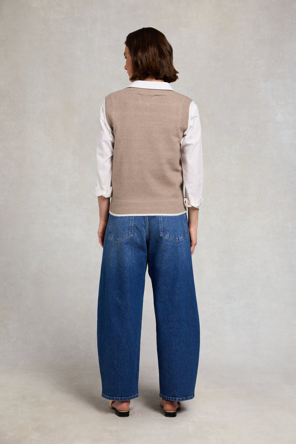 Cecilia Knitted V-Neck Tank (Porcini)