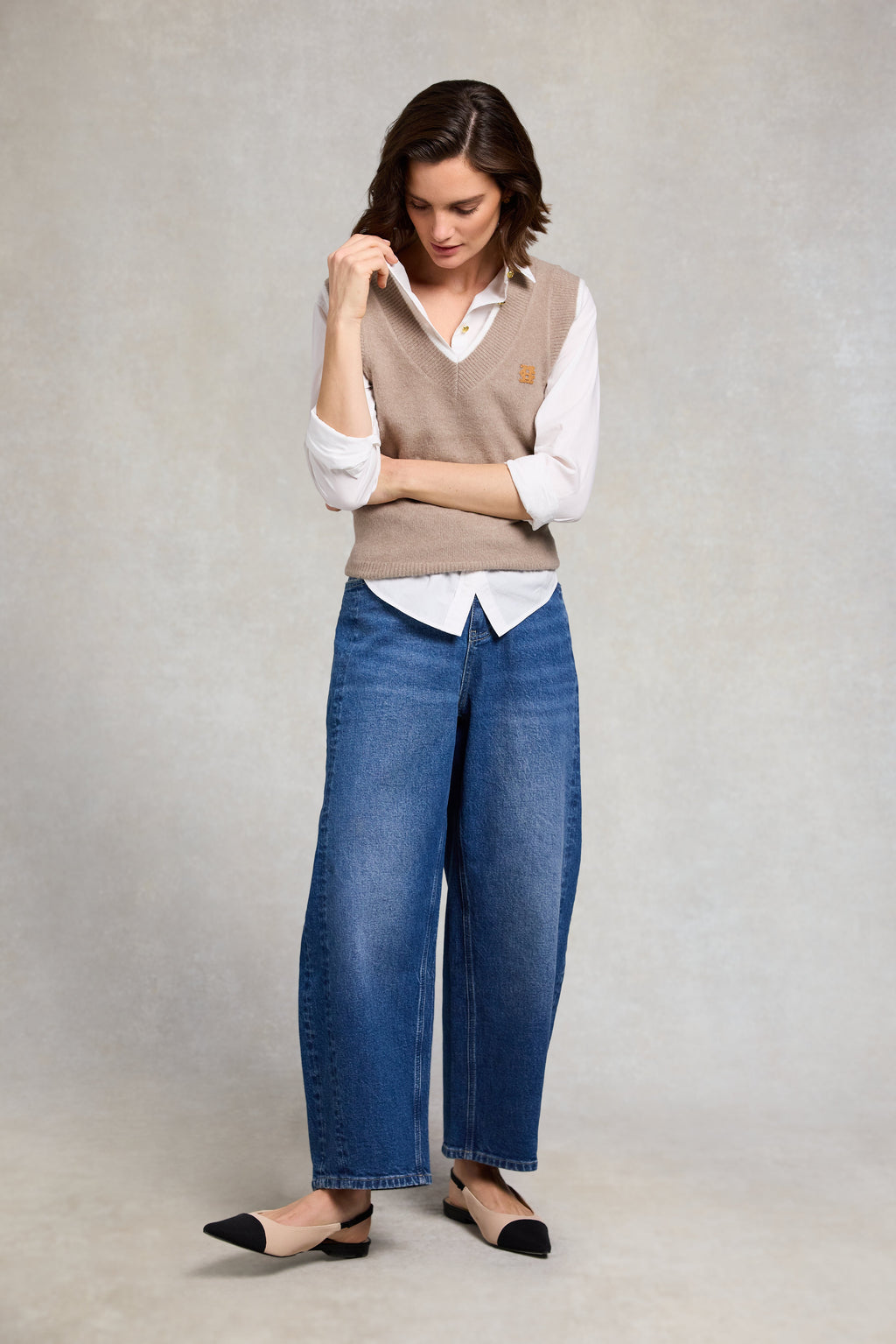 Cecilia Knitted V-Neck Tank (Porcini)