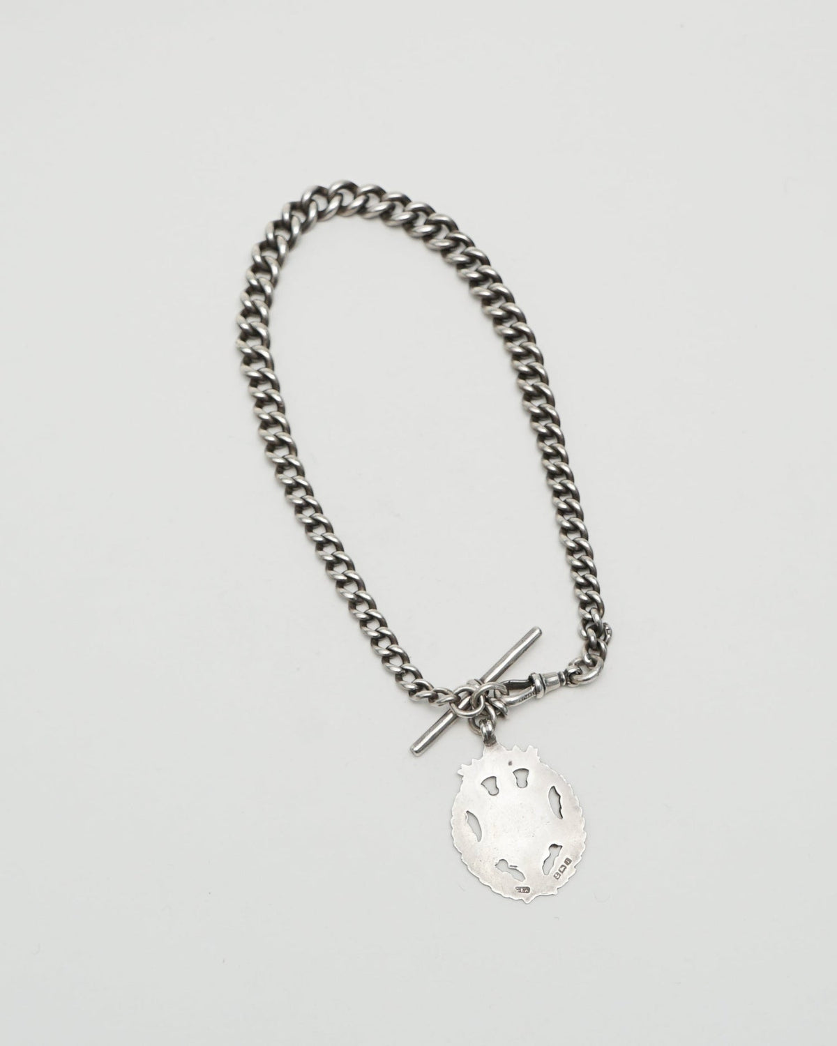 Silver Watch Fob Chain w/ Medallion Charm