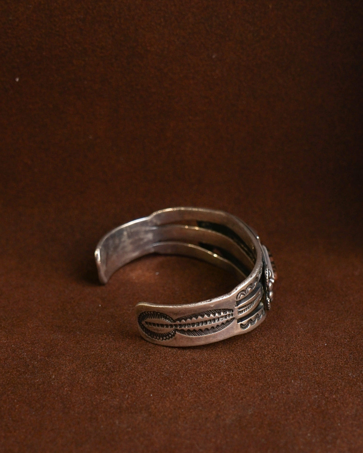 Native American Silver Cuff Bracelet w/ Agate