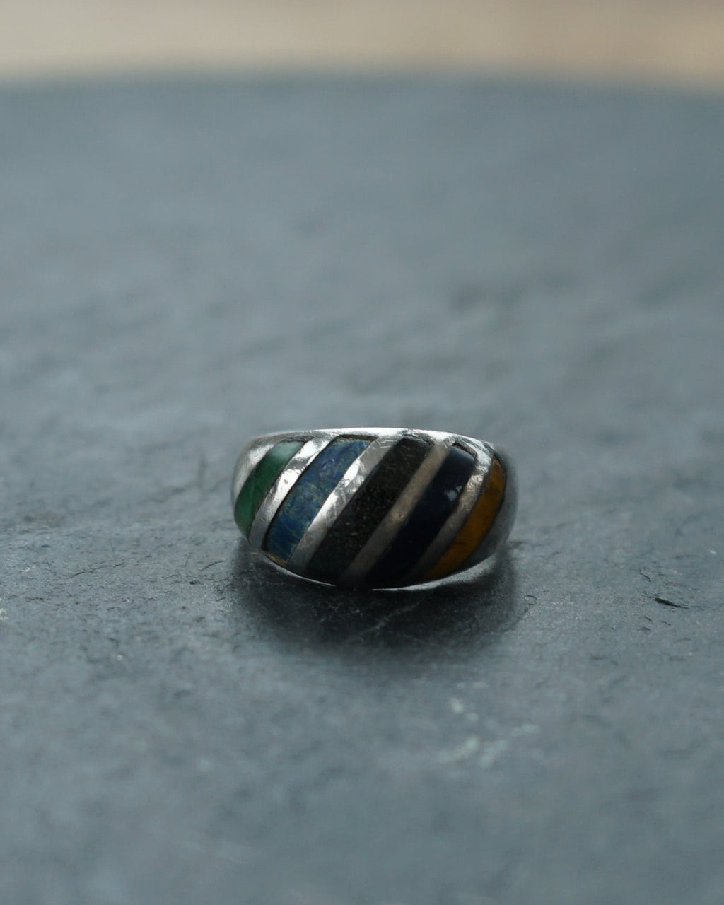 Silver Ring w/ Multi Stones / size: 9.5