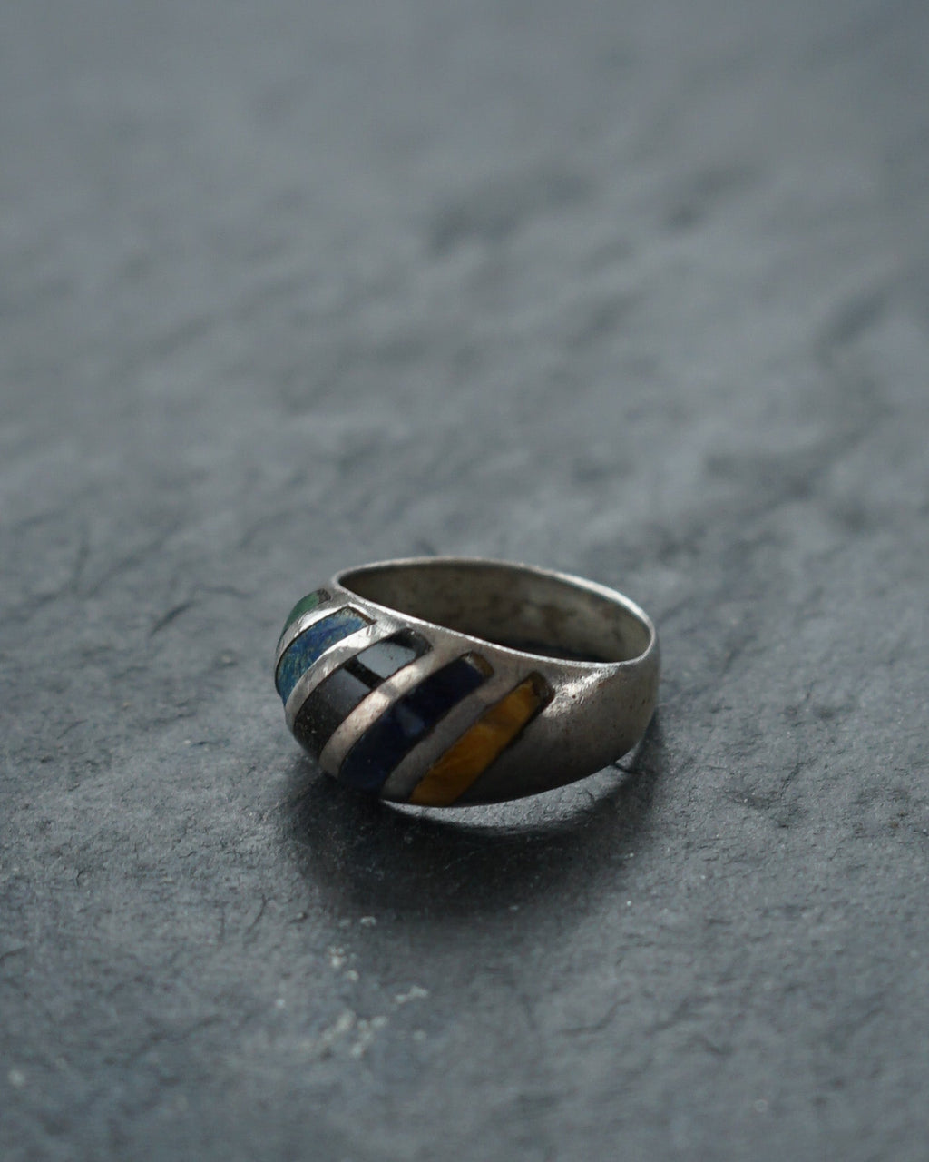 Silver Ring w/ Multi Stones / size: 9.5