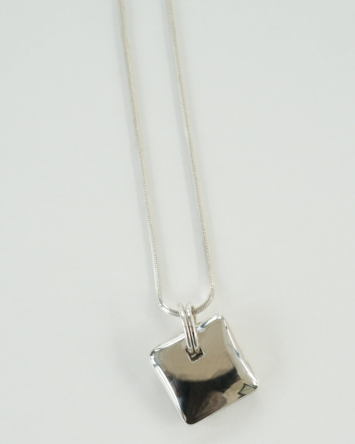 Silver Chain Necklace w/ Square Charm