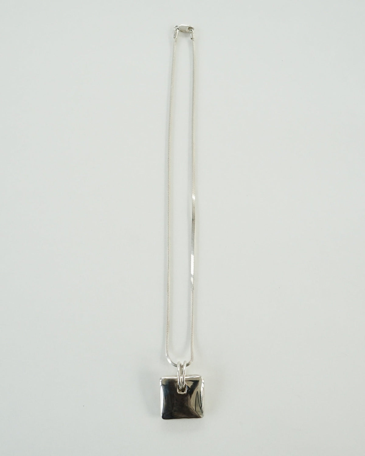 Silver Chain Necklace w/ Square Charm
