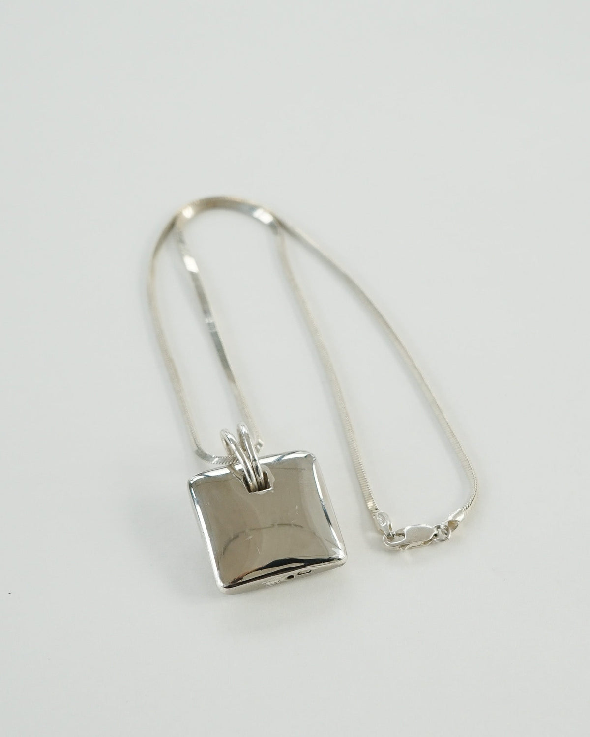 Silver Chain Necklace w/ Square Charm