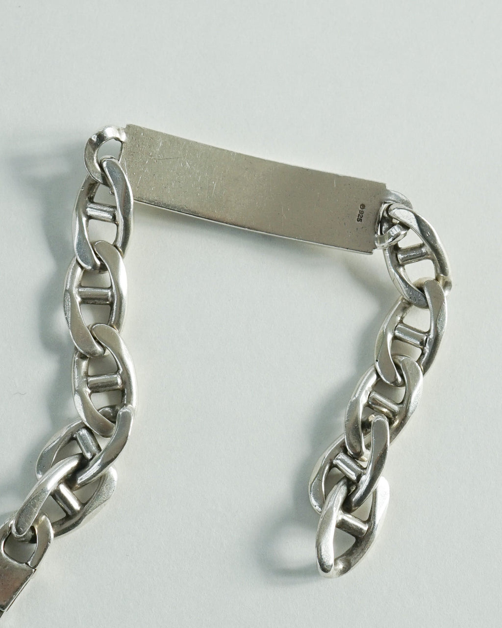 Silver ID Anchor Chain Bracelet