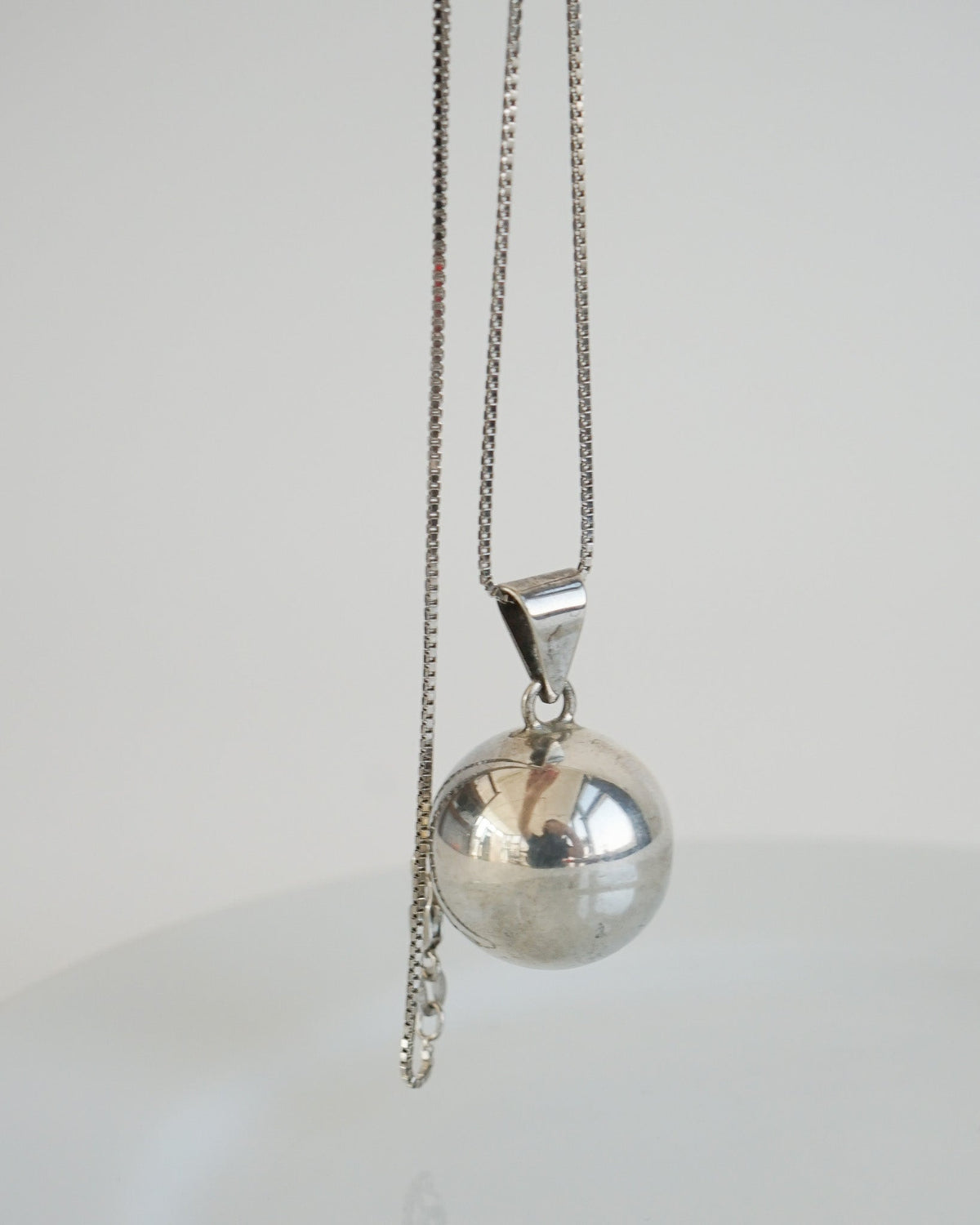 Silver Chain Necklace w/ Chime Ball Charm