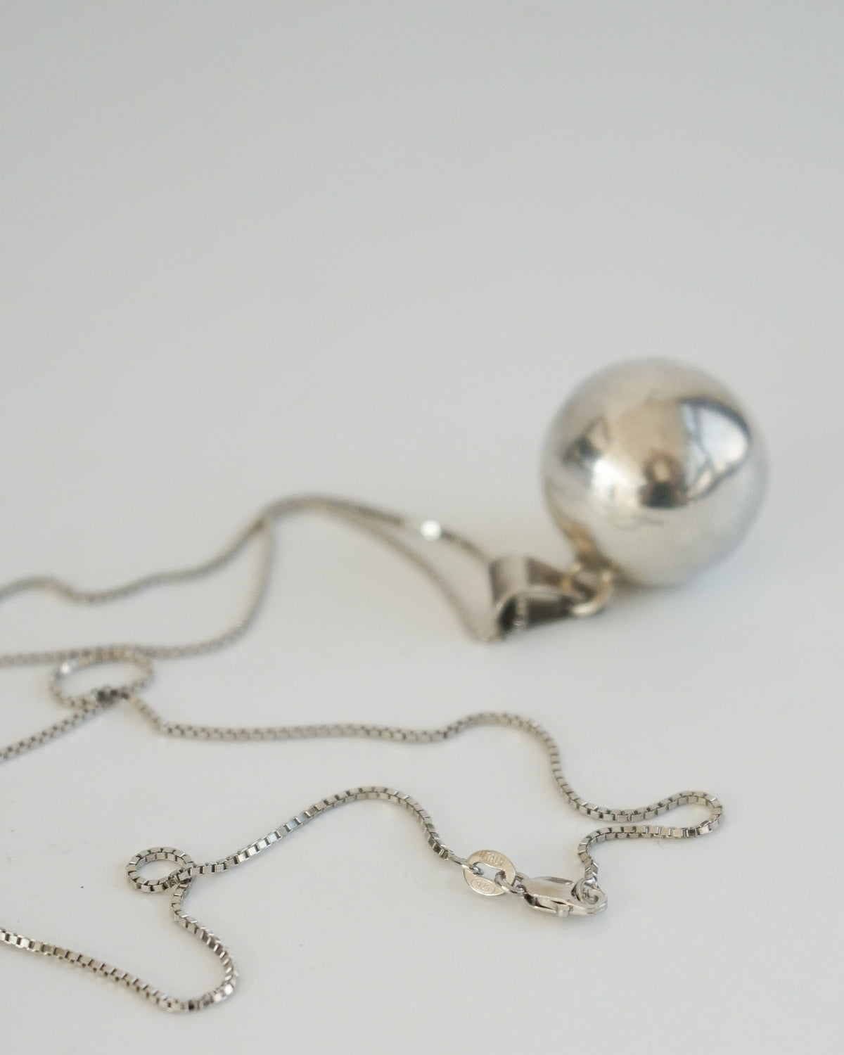 Silver Chain Necklace w/ Chime Ball Charm