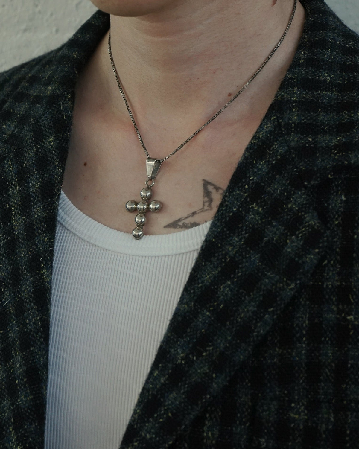 Silver Chain Necklace w/ Cross Charm