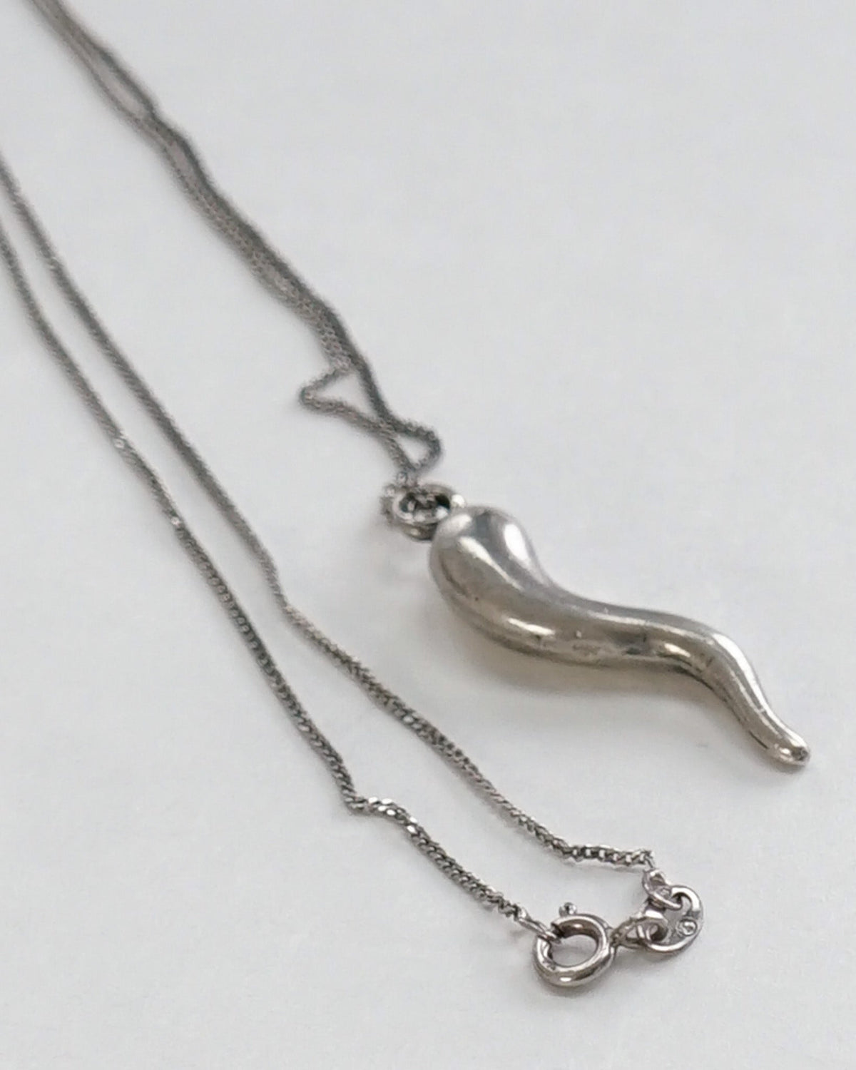 Silver Chain Necklace w/ Horn Charm